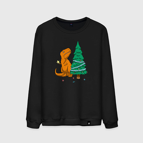 Мужской свитшот Новогодние проблемы Рекса / Черный – фото 1