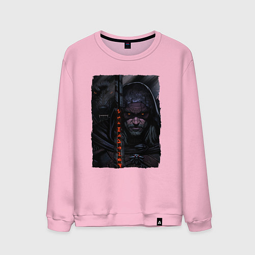 Мужской свитшот ВЕДЬМАК С ВОЛКОМ THE WITCHER / Светло-розовый – фото 1