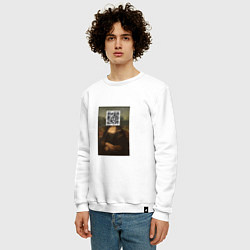 Свитшот хлопковый мужской QR Mona Lisa, цвет: белый — фото 2