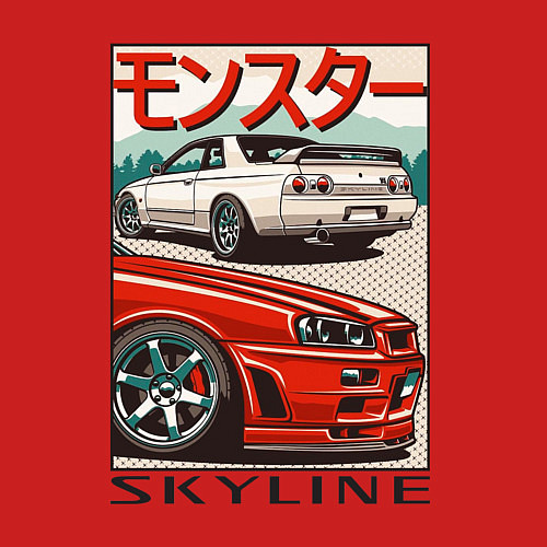 Мужской свитшот Nissan Skyline Ниссан Скайлайн / Красный – фото 3