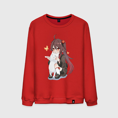 Мужской свитшот ХУ ТАО И БЕЛЫЙ КОТИК / Красный – фото 1