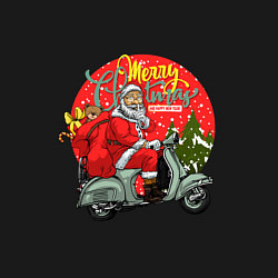Свитшот хлопковый мужской Санта на мото, цвет: черный — фото 2