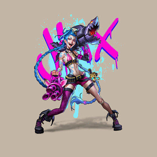 Мужской свитшот LOL JINX БРЫЗГИ КРАСОК / Миндальный – фото 3