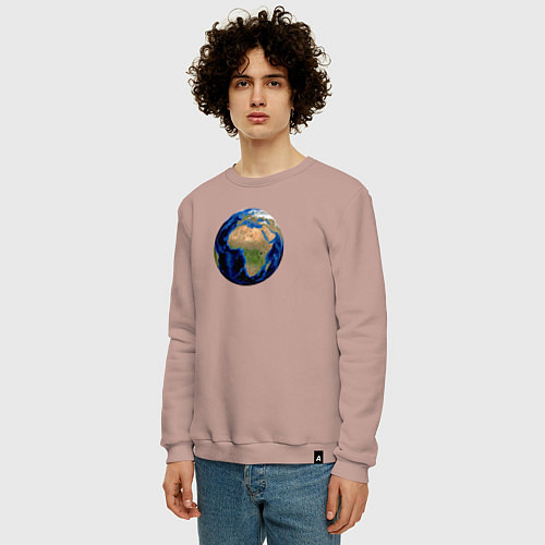 Мужской свитшот Планета солнечной системы земля / Пыльно-розовый – фото 3