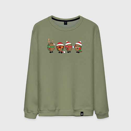 Мужской свитшот НОВОГОДНИЕ ЁЖИКИ / Авокадо – фото 1