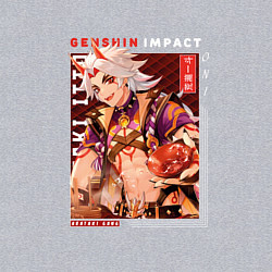 Свитшот хлопковый мужской Итто Аратаки Arataki Itto, Genshin Impact Геншин и, цвет: меланж — фото 2