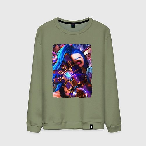 Мужской свитшот ARCANE LOL JINX FACE LEAGUE OF LEGENDS / Авокадо – фото 1