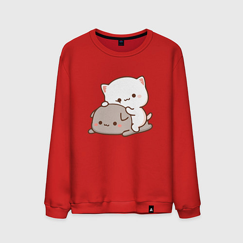 Мужской свитшот Котики играют 02 / Красный – фото 1