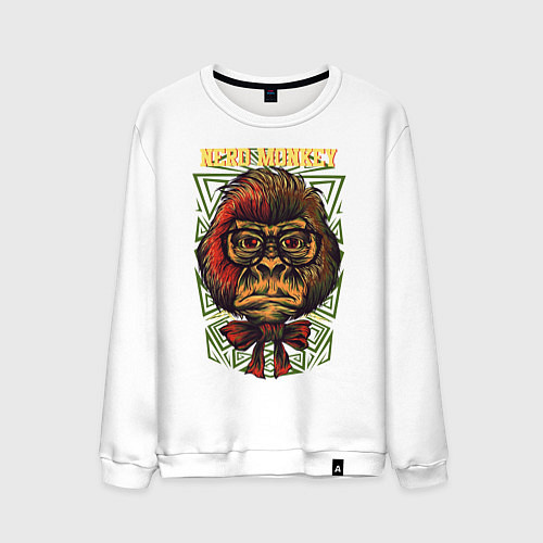 Мужской свитшот Обезьяна ботан / Белый – фото 1