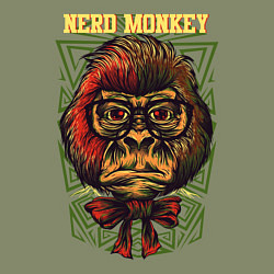 Свитшот хлопковый мужской Обезьяна ботан, цвет: авокадо — фото 2