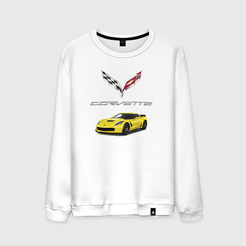 Мужской свитшот Chevrolet Corvette motorsport / Белый – фото 1