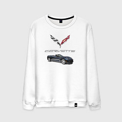 Свитшот хлопковый мужской Chevrolet Corvette, цвет: белый
