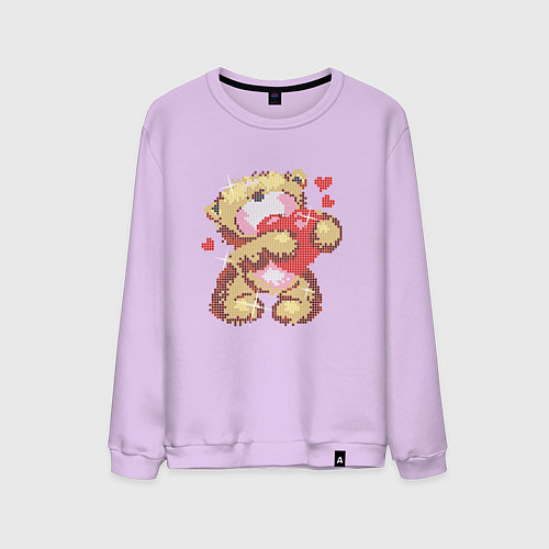 Мужской свитшот Мишка с сердцем в лапах / Лаванда – фото 1