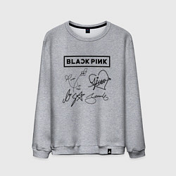 Свитшот хлопковый мужской BLACKPINK АВТОГРАФЫ ЧЁРНЫЙ БЛЭКПИНК, цвет: меланж