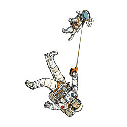 Свитшот хлопковый мужской Космическое выгуливание пса, цвет: белый — фото 2