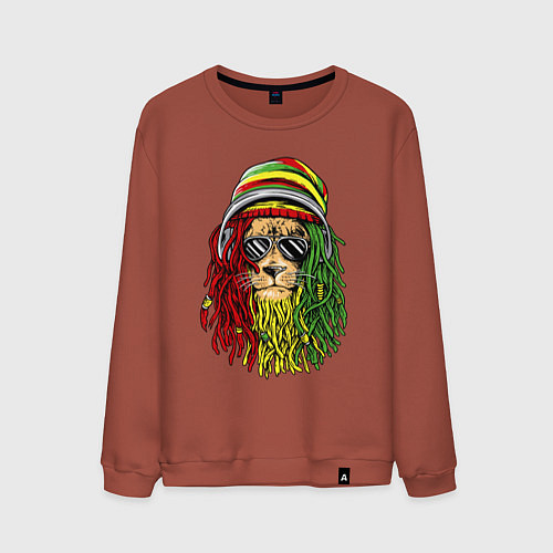 Мужской свитшот Rasta lioN / Кирпичный – фото 1