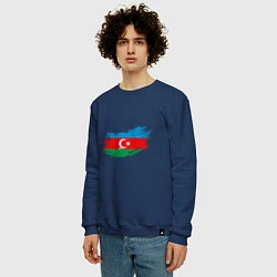 Свитшот хлопковый мужской Флаг - Азербайджан, цвет: тёмно-синий — фото 2