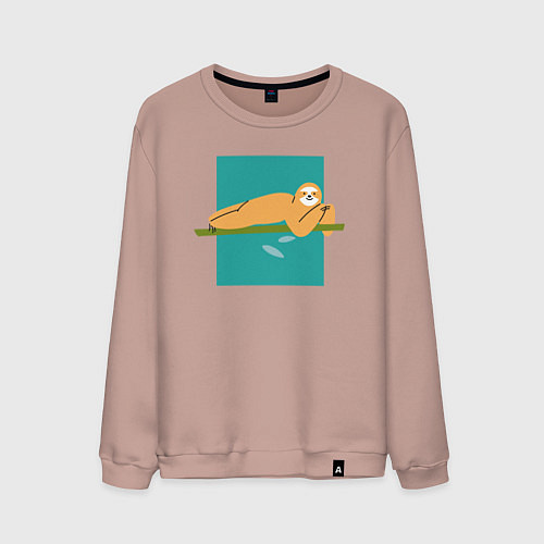 Мужской свитшот Яркий ленивец серия третий / Пыльно-розовый – фото 1