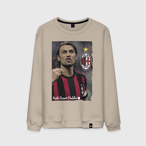 Мужской свитшот Paolo Cesare Maldini - Milan, captain / Миндальный – фото 1