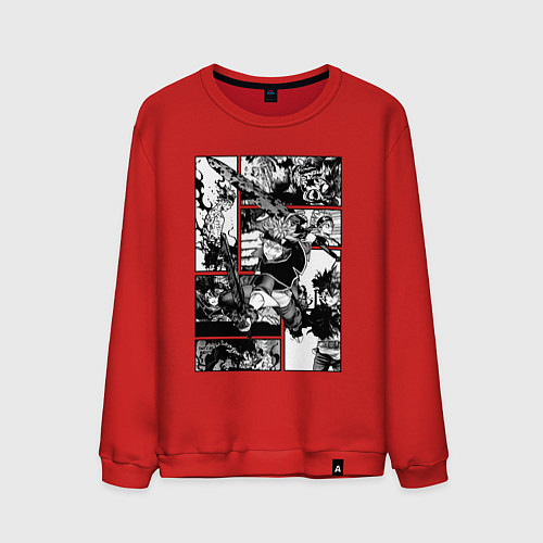 Мужской свитшот АСТА Черный Клевер Панели Манги / Красный – фото 1