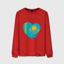 Свитшот хлопковый мужской Сердце - Казахстан, цвет: красный