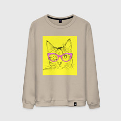 Свитшот хлопковый мужской Гламурная кошка, цвет: миндальный