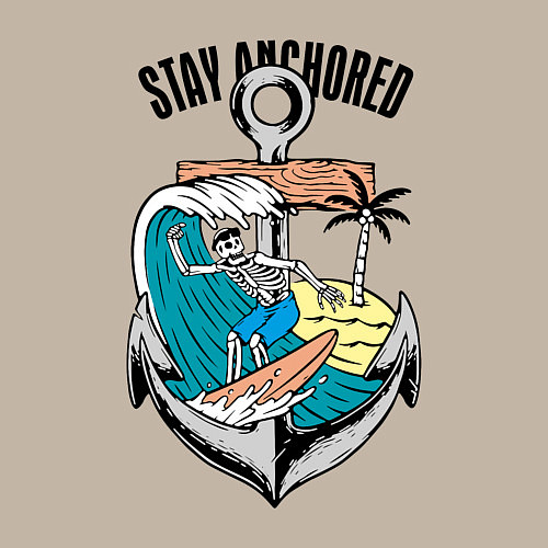 Мужской свитшот Stay anchored! / Миндальный – фото 3