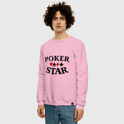 Свитшот хлопковый мужской Poker Star, цвет: светло-розовый — фото 2