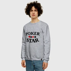 Свитшот хлопковый мужской Poker Star, цвет: меланж — фото 2