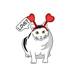 Свитшот хлопковый мужской Кот Бендер Мем Love, цвет: белый — фото 2