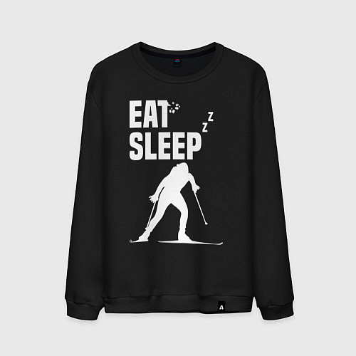 Мужской свитшот Ешь, Спи, Биатлон / Черный – фото 1