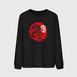 Свитшот хлопковый мужской Ниндзя дракон Япония, цвет: черный