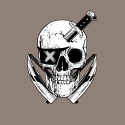 Свитшот хлопковый мужской Череп пирата с ножами, цвет: утренний латте — фото 2