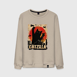Свитшот хлопковый мужской Котзилла 0001, цвет: миндальный