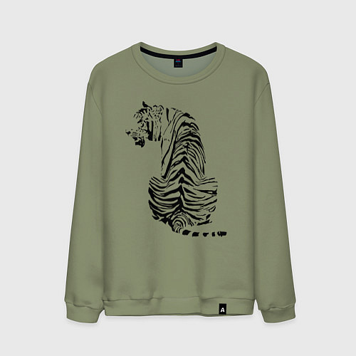 Мужской свитшот Тигр со спины / Авокадо – фото 1