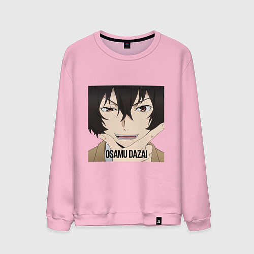 Мужской свитшот Osamu Dazai - лицо / Светло-розовый – фото 1