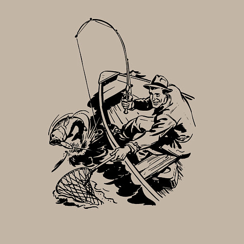 Мужской свитшот Ловля окуня / Миндальный – фото 3