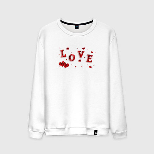 Мужской свитшот Рубиновая Надпись Любовь Love / Белый – фото 1
