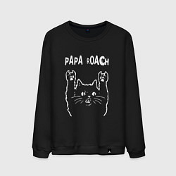 Свитшот хлопковый мужской Papa Roach Рок кот, цвет: черный