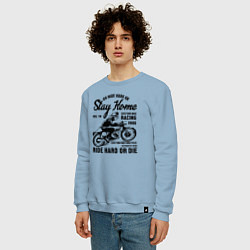 Свитшот хлопковый мужской Мотоцикл на заказ, цвет: мягкое небо — фото 2
