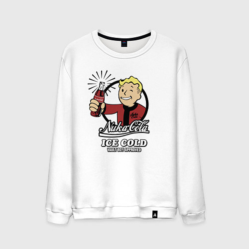 Мужской свитшот Fallout Nuka Cola Vault Boy Approved / Белый – фото 1