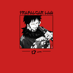 Свитшот хлопковый мужской Ван-Пис, Трафальгар Ло Trafalgar Law, цвет: красный — фото 2
