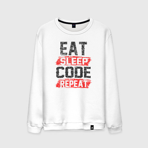 Мужской свитшот EAT SLEEP CODE REPEAT / Белый – фото 1