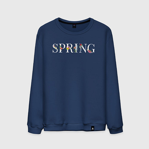 Мужской свитшот Spring blooms / Тёмно-синий – фото 1