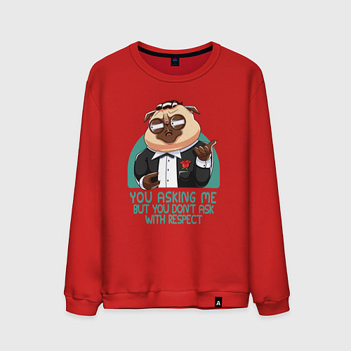 Мужской свитшот Мопс в костюме / Красный – фото 1