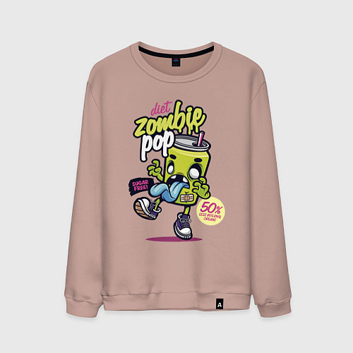 Мужской свитшот Diet Zombie Pop Sugar free Pop art / Пыльно-розовый – фото 1