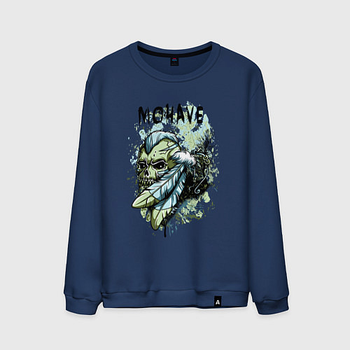 Мужской свитшот Череп с ирокезом / Тёмно-синий – фото 1