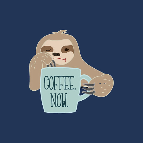 Мужской свитшот Ленивец с кофе / Тёмно-синий – фото 3