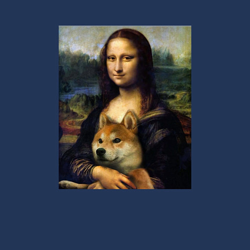 Мужской свитшот Shiba Inu Mona Lisa / Тёмно-синий – фото 3
