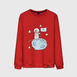 Свитшот хлопковый мужской Мышь-космонавт, цвет: красный